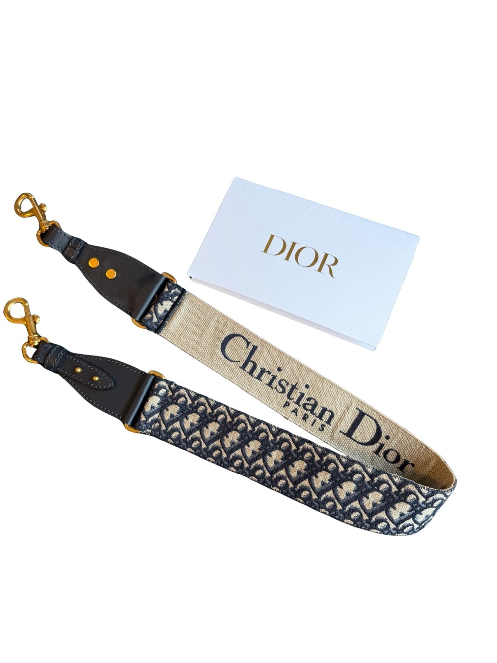 AUTHENTIC Oblique Canvas Leather Shoulder Strap